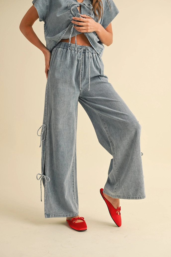 Shop Tie Side Denim Pant From Miou Muse -- Scout & Molly's at One